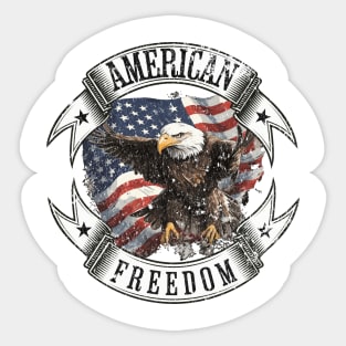 American Bald Eagle with USA Flag Patriotic Freedom Graphic Design Art Sticker